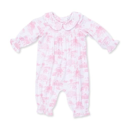 ANGEL DEAR Angel Dear Golf Toile Pink Smock Romper