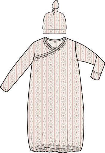 ANGEL DEAR Angel Dear Girls Infant Girls-gowns Marnie Rosebud Stripe - Kimono Gown And Knotted Hat