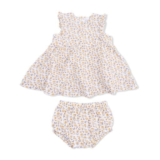 ANGEL DEAR Angel Dear Girls Infant Girls-sets Yellow Country Roses - Ruffle Dress And Bloomer