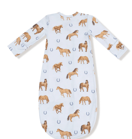 Angel Dear 0-3M Horses Blue Bundle Gown