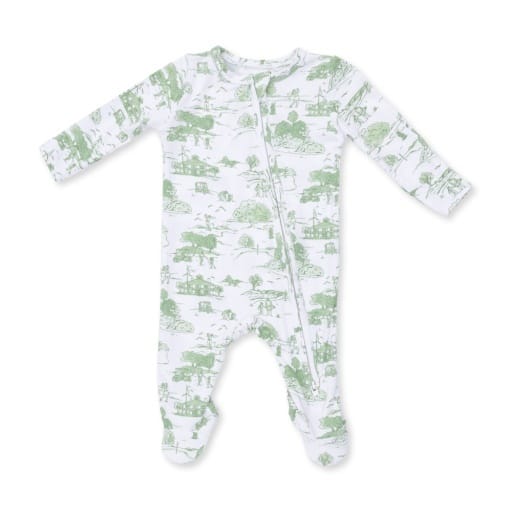 ANGEL DEAR Angel Dear Boys Infant Unisex-footies/converters Golf Toile Green - 2 Way Zipper Footie