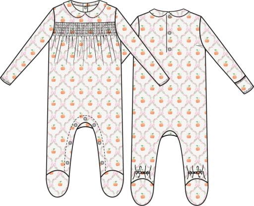 ANGEL DEAR Angel Dear Boys Infant Unisex-footies/converters Pretty Pumpkin Trellis - Smocked Peter Pan Snap Footie