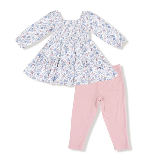 Angel Dear Country Girl Floral Cap Sleeve Dress  & Bamboo Legging