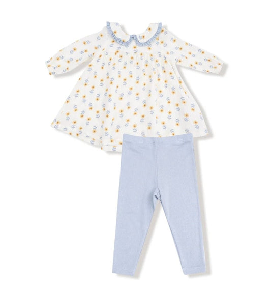 Angel Dear Dress w/ Eyelet Trim + Legging | Western Sunflower