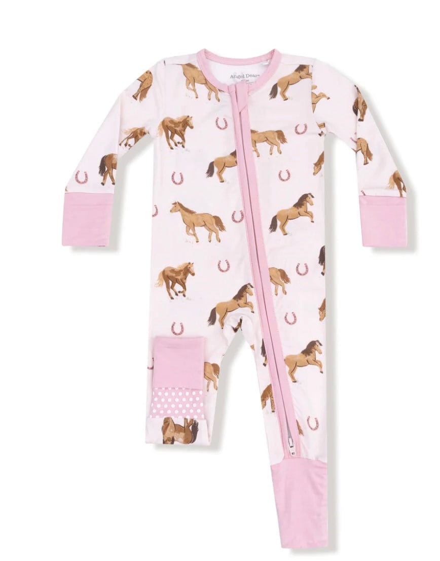 Angel Dear Horses Pink 2 Way Zipper Romper