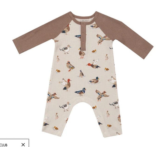 Angel Dear RAGLAN HENLEY ROMPER - DUCKS