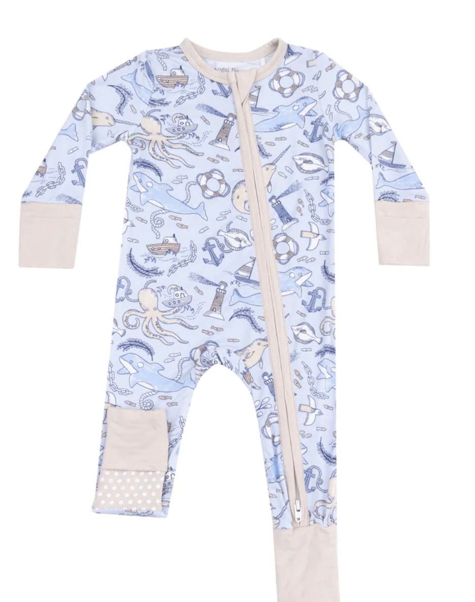 Angel Dear Zipper Romper - Nautical Notebook