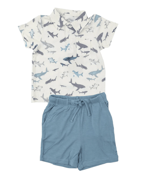 Angel Dear Polo shirt & Short Set Shark