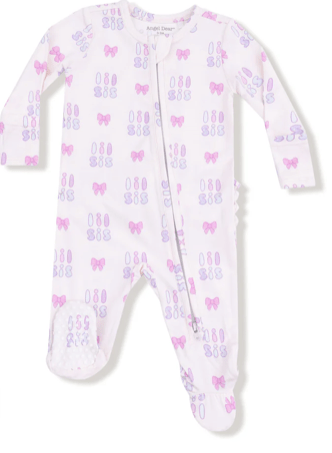 Angel Dear Little Sis 2 Way Zipper Ruffle Back Footie