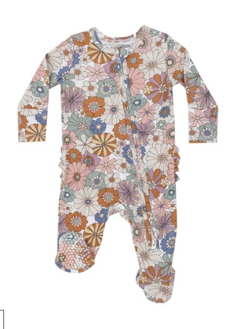 Angel Dear 2 WAY ZIPPER RUFFLE BACK FOOTIE BRIGHTON FLORAL