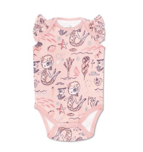 Apple Park Pink Mermaid Flutter  Sleeve Onesie