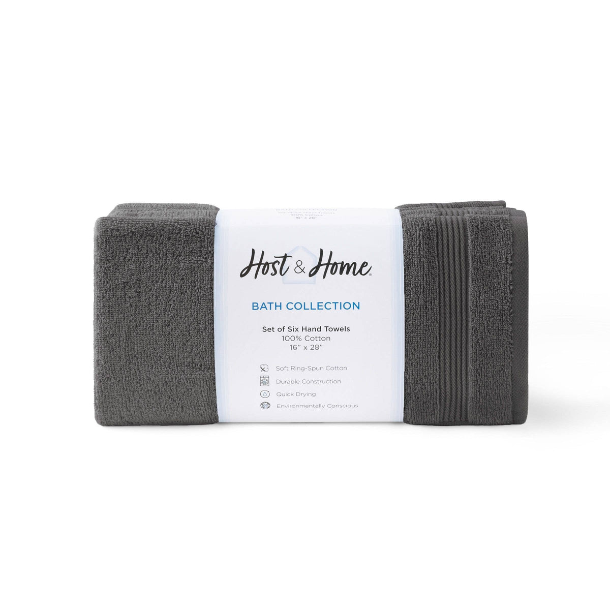 Arkwright Home White Host & Home Soft Cotton Hand Towels (6-Pack), 16x28, 400 GSM HT-HH1628-3.5-WHT