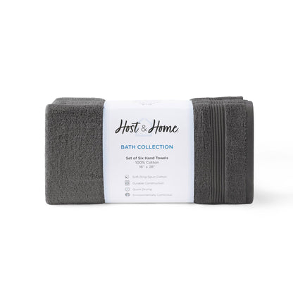 Arkwright Home White Host & Home Soft Cotton Hand Towels (6-Pack), 16x28, 400 GSM HT-HH1628-3.5-WHT