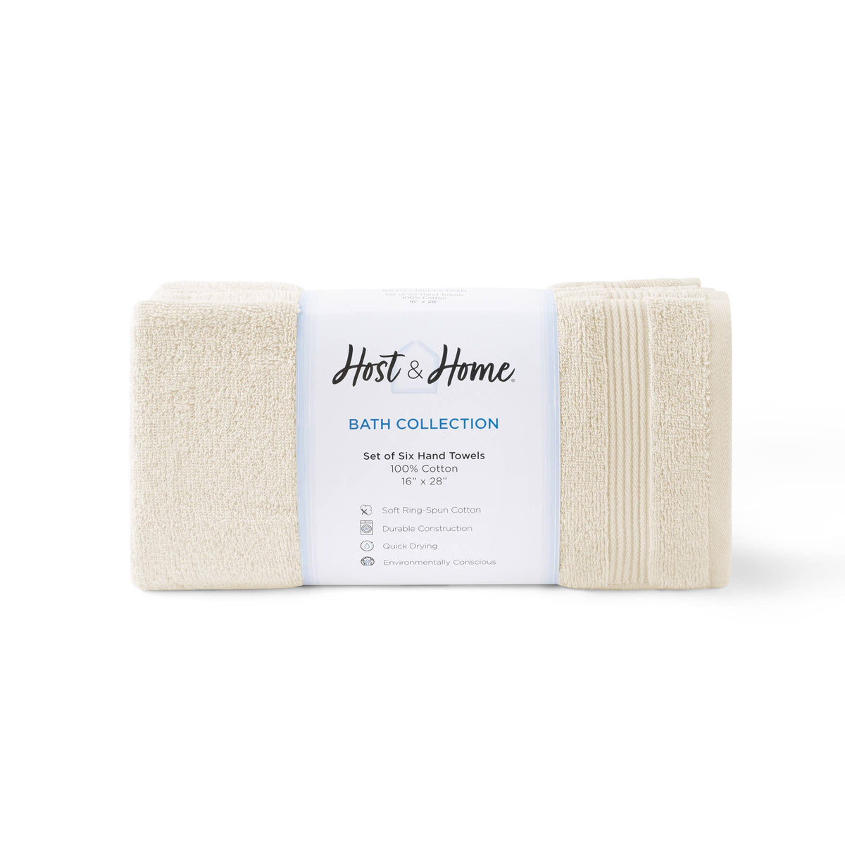 Arkwright Home White Host & Home Soft Cotton Hand Towels (6-Pack), 16x28, 400 GSM HT-HH1628-3.5-WHT