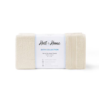 Arkwright Home White Host & Home Soft Cotton Hand Towels (6-Pack), 16x28, 400 GSM HT-HH1628-3.5-WHT