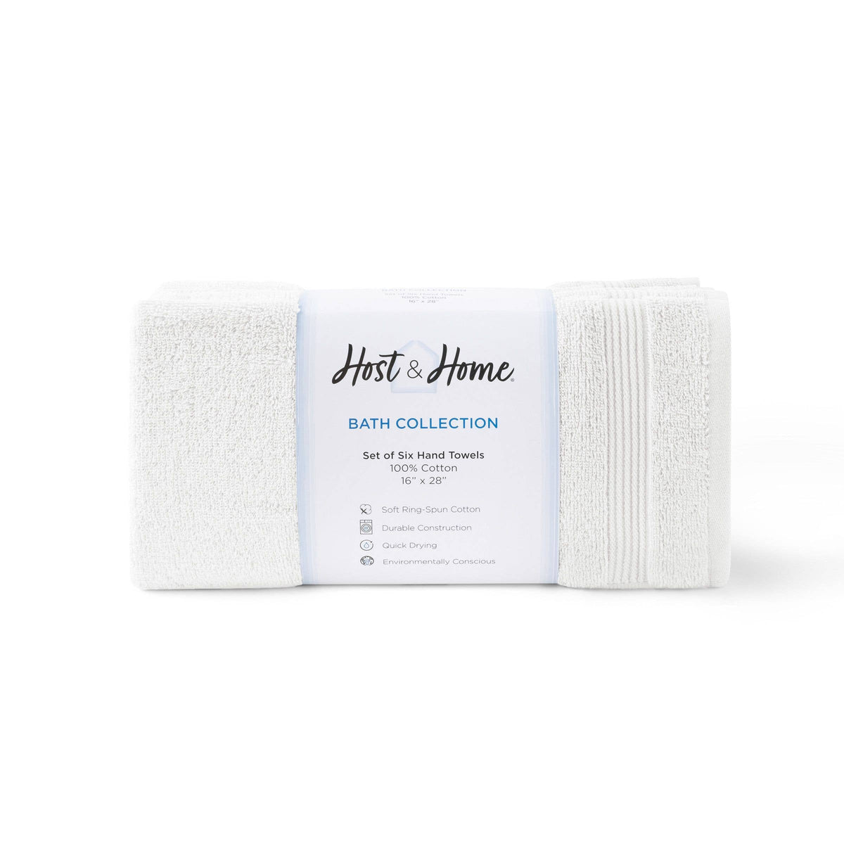 Arkwright Home White Host & Home Soft Cotton Hand Towels (6-Pack), 16x28, 400 GSM HT-HH1628-3.5-WHT