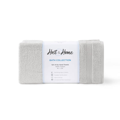 Arkwright Home White Host & Home Soft Cotton Hand Towels (6-Pack), 16x28, 400 GSM HT-HH1628-3.5-WHT
