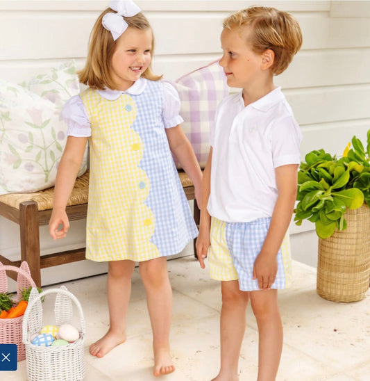 BEAUFORT BONNET Sheffield Shorts Buckhead Blue Gingham and Lake Worth Yellow Gingham