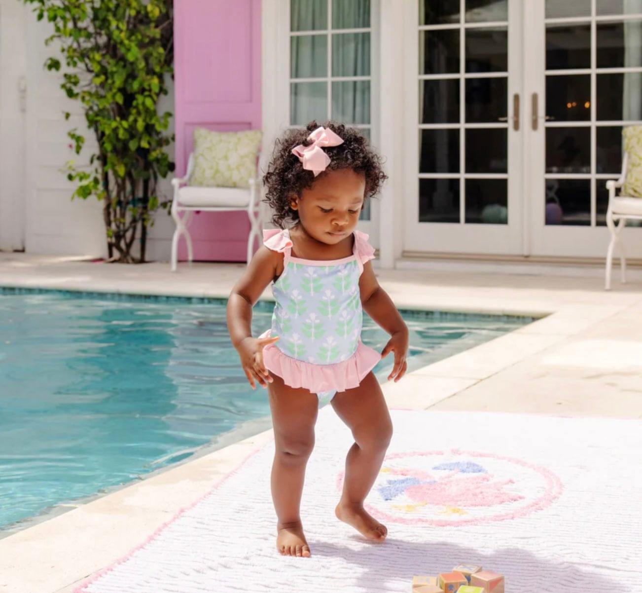 BEAUFORT BONNET St Lucia Swimsuit Hanover Hand Block Buckhead BluePalm Beach Pink