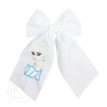 Beyond Creations, LLC Aqua Princess PRINCESS EMBROIDERED BOW W/ TAILS ON ALLIGATOR CLIP EPRINCESS-315/029