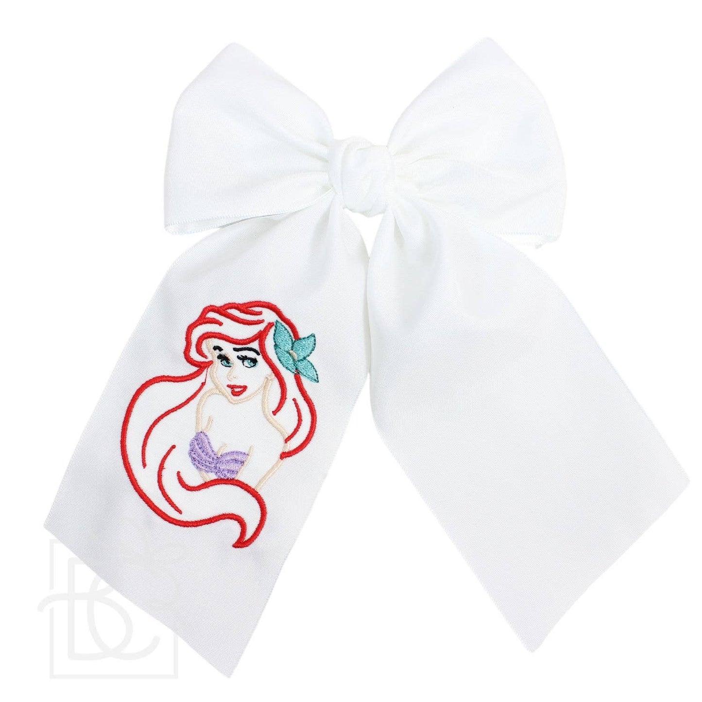 Beyond Creations, LLC Mermaid Princess PRINCESS EMBROIDERED BOW W/ TAILS ON ALLIGATOR CLIP EPRINCESS-MERMAID 550