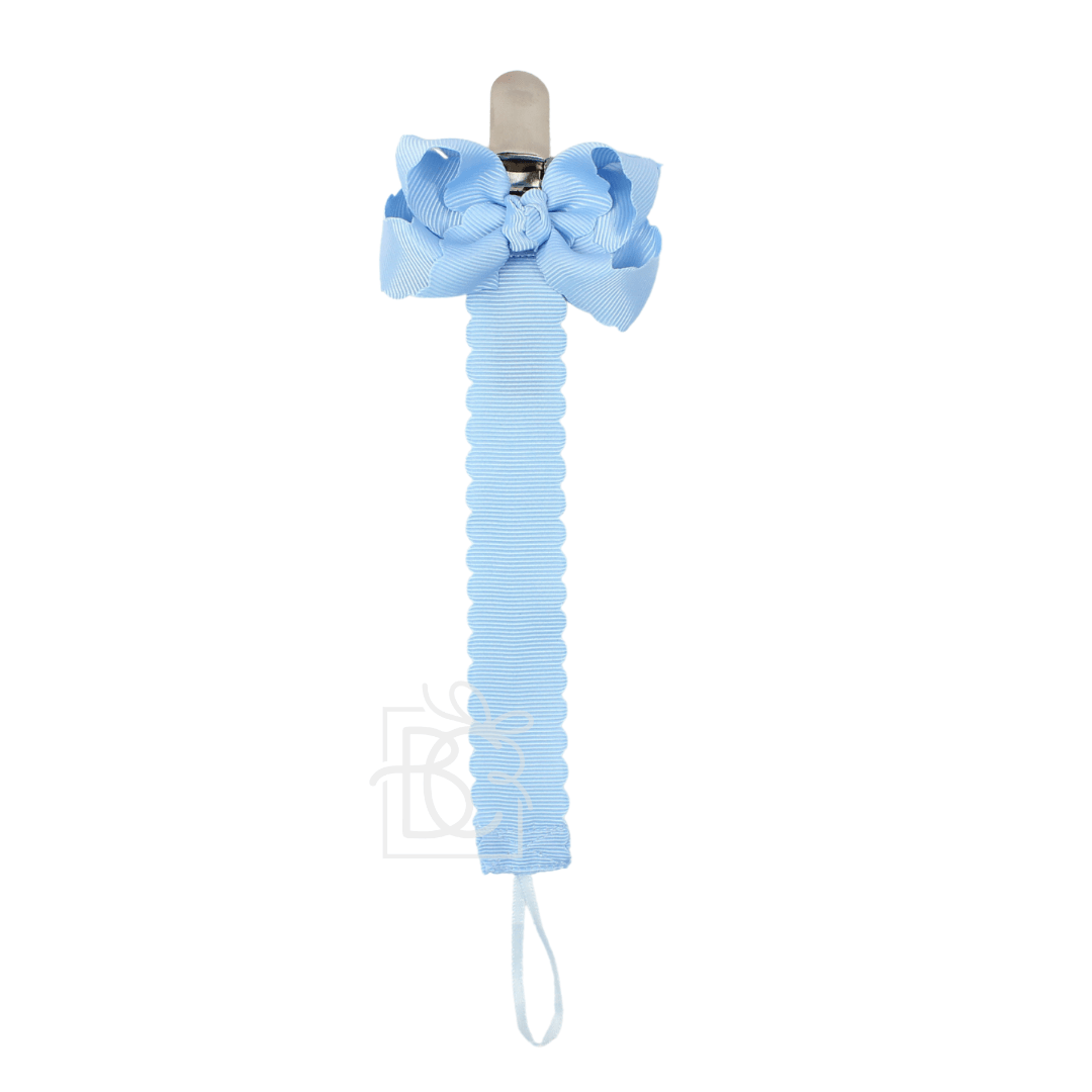 Beyond Creations, LLC Millennium Blue Scalloped Grosgrain Pacifier Clip w/ Detachable Bow SBIN7-SCGS-087