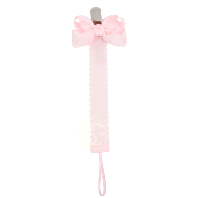 Beyond Creations, LLC Powder Pink Scalloped Grosgrain Pacifier Clip w/ Detachable Bow SBIN7-SCGS-110
