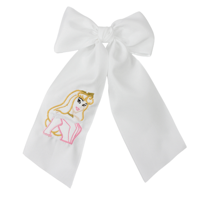 Beyond Creations, LLC PRINCESS EMBROIDERED BOW W/ TAILS ON ALLIGATOR CLIP
