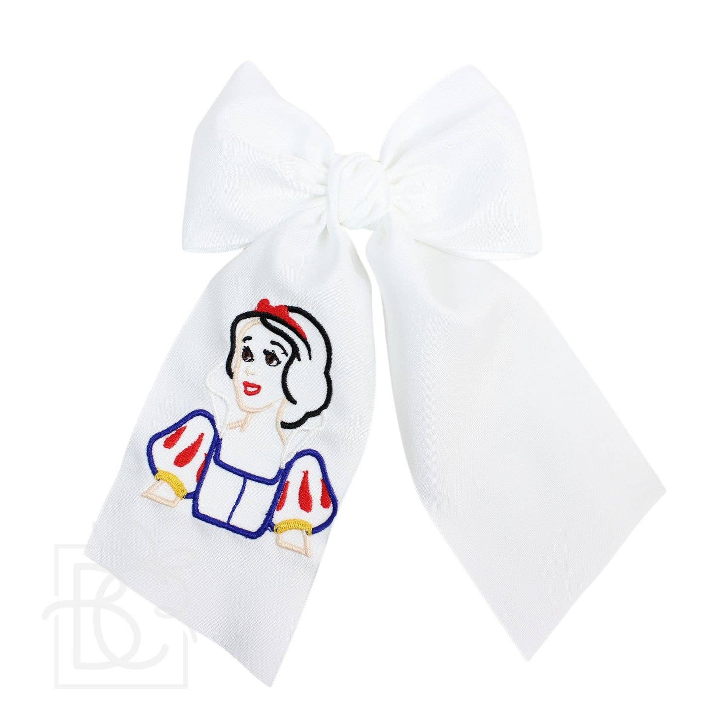 Beyond Creations, LLC PRINCESS EMBROIDERED BOW W/ TAILS ON ALLIGATOR CLIP