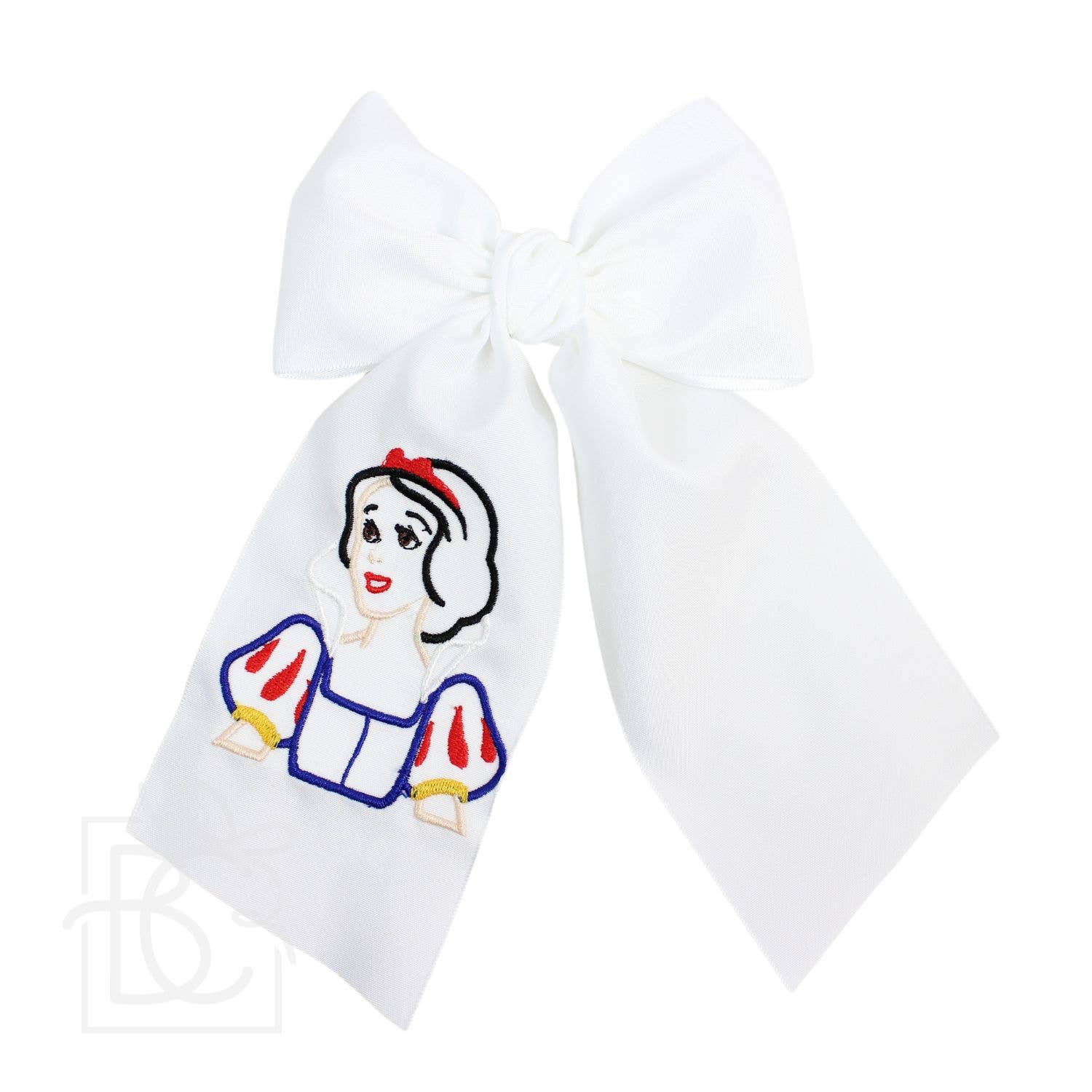 Beyond Creations, LLC PRINCESS EMBROIDERED BOW W/ TAILS ON ALLIGATOR CLIP