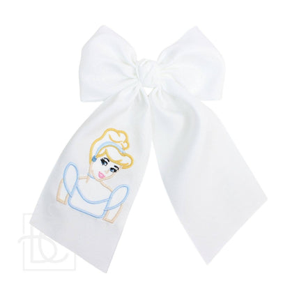 Beyond Creations, LLC PRINCESS EMBROIDERED BOW W/ TAILS ON ALLIGATOR CLIP
