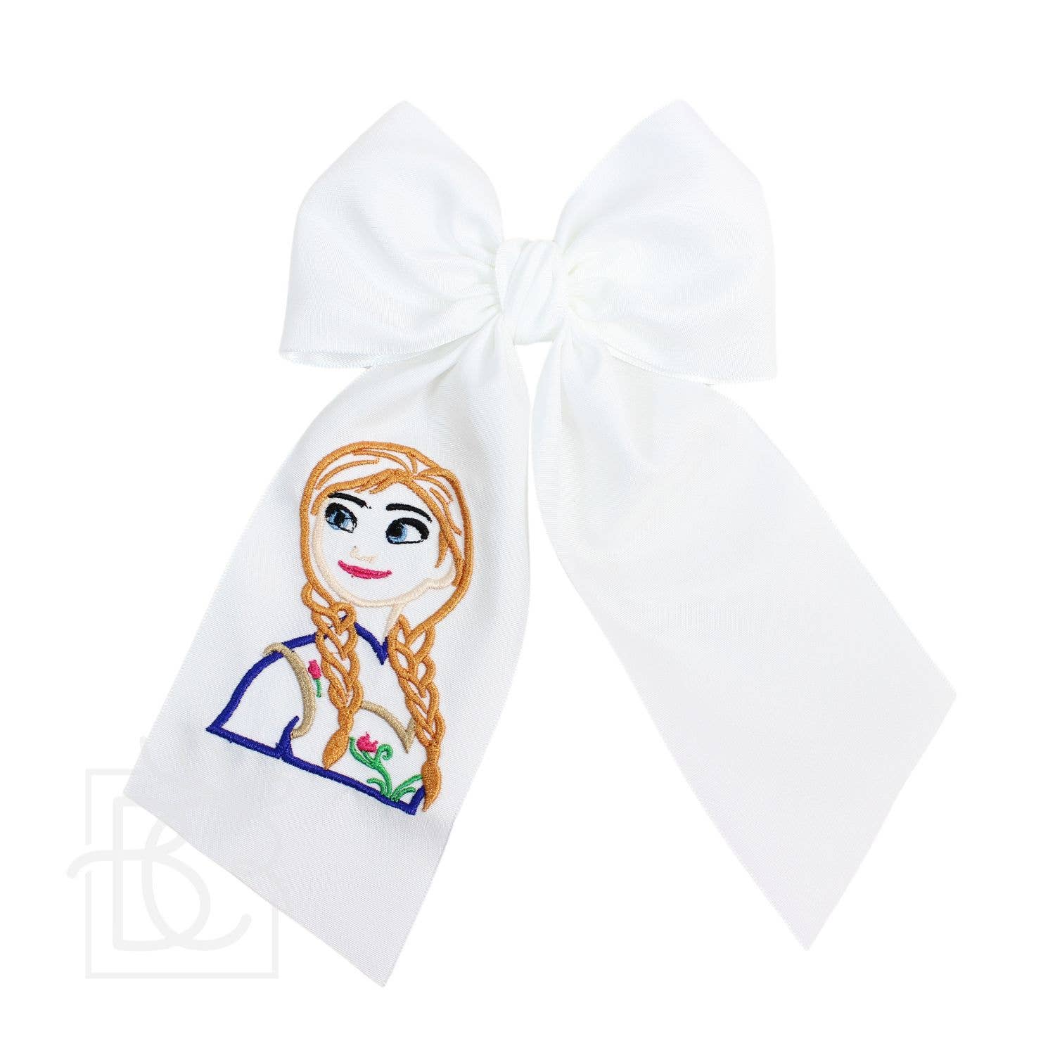 Beyond Creations, LLC Royal Blue/Brown Princess PRINCESS EMBROIDERED BOW W/ TAILS ON ALLIGATOR CLIP EPRINCESS-050/175