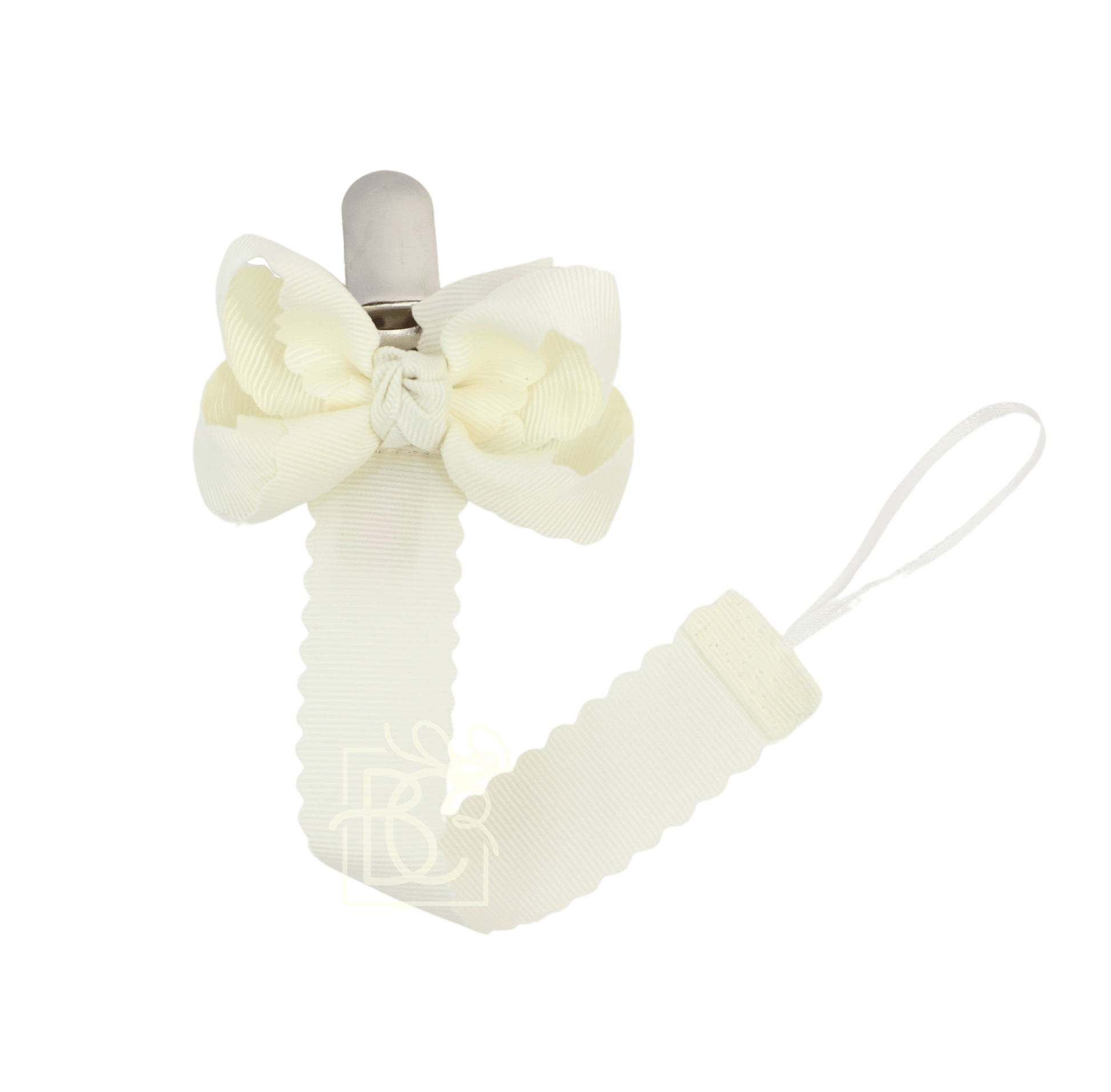 Beyond Creations, LLC Scalloped Grosgrain Pacifier Clip w/ Detachable Bow