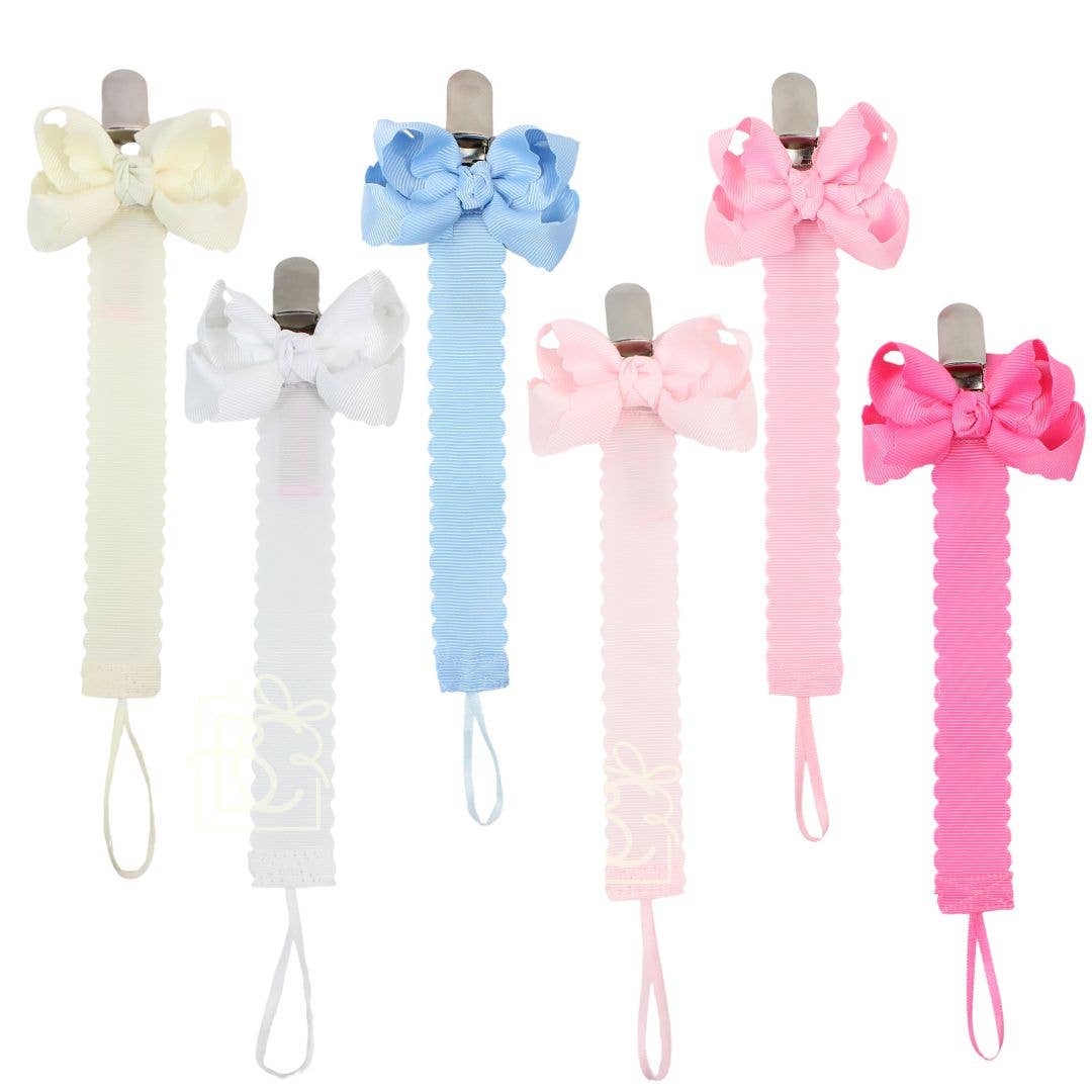 Beyond Creations, LLC Scalloped Grosgrain Pacifier Clip w/ Detachable Bow