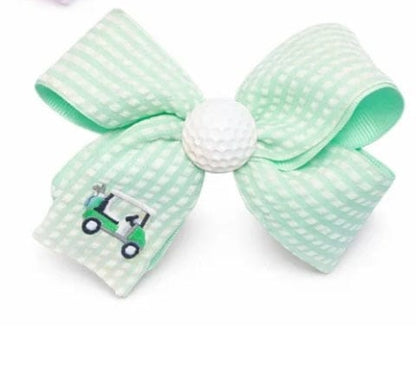 BITS AND BOWS Green Golf Ball Hiar Bow