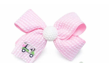 BITS AND BOWS Pink Golf Ball Hiar Bow