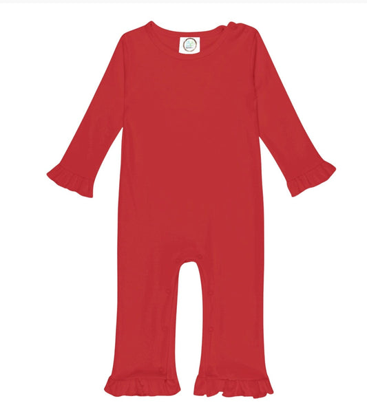 Blanks Boutique Ruffle Romper Red