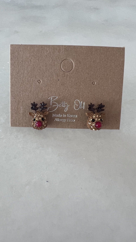 Crystal Works Reindeer Earrings Allergy Free