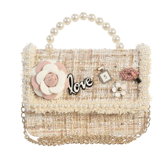 Dear Ellie Cream/White Faux Chanel tweed purse