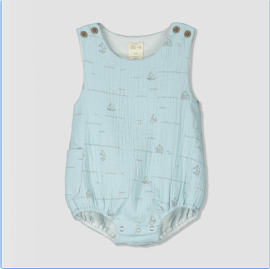 Ettie & H Nessa Gauze Bubble Blue Boat