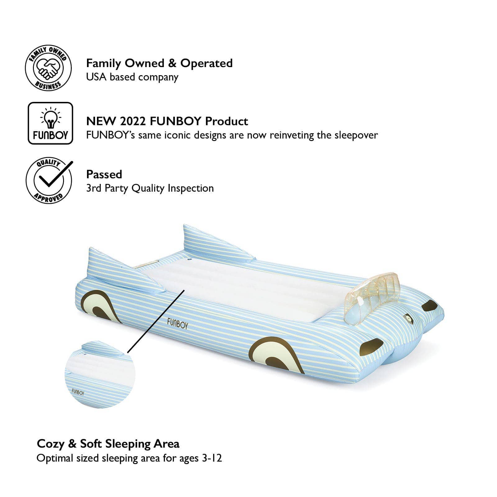FUNBOY Blue Convertible Kids Sleepover Air Mattress BED-CONVERTIBLE-B