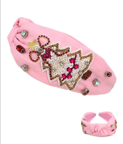 Golden Stella Pink Christmas tree Christmas headbands