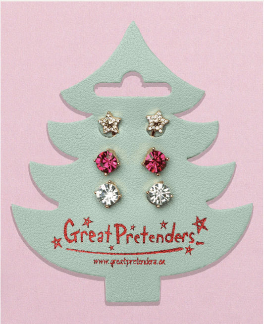 Great Pretenders Holiday Pleather Tree Clip on Earrings