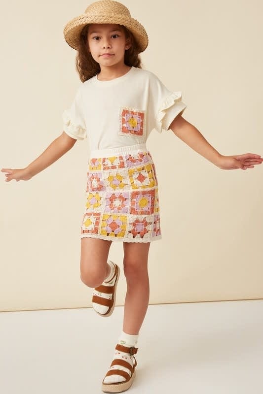 Hayden Girls Girls Crochet Quilted Mini Skirt Elastic Waistband