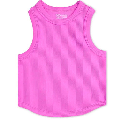 ISCREAM Iscream Pretty Pink Cropped Ribbed Racerback Tank Top