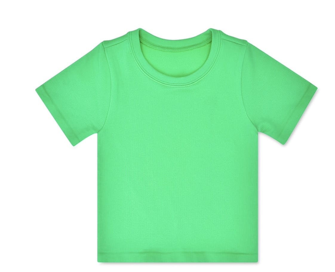 IScream Glam Green Ribbed Short Sleeve Shirt
