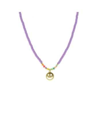 Jane Marie Gold Star Eyed Happy Face Necklace Beaded Beauty Necklace