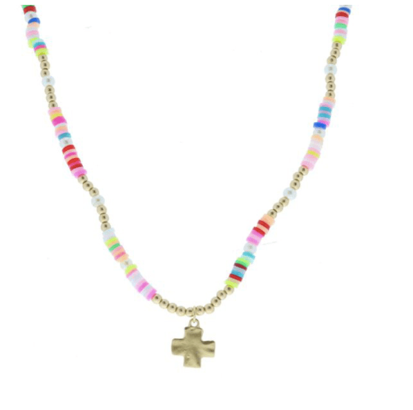 Jane Marie SQUARE CROSS NECKLACE Beaded Beauty Necklace