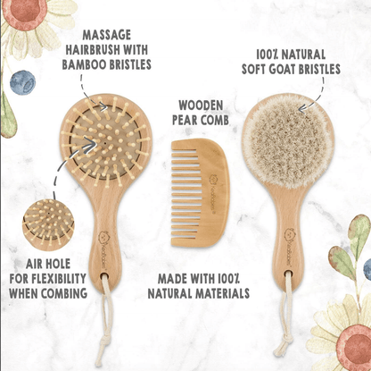 Keababies Default Baby Round Hair Brush and Comb Set