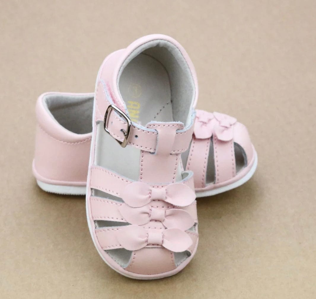 L'Amour Everly Baby Girls Bow Leather Sandal Pink